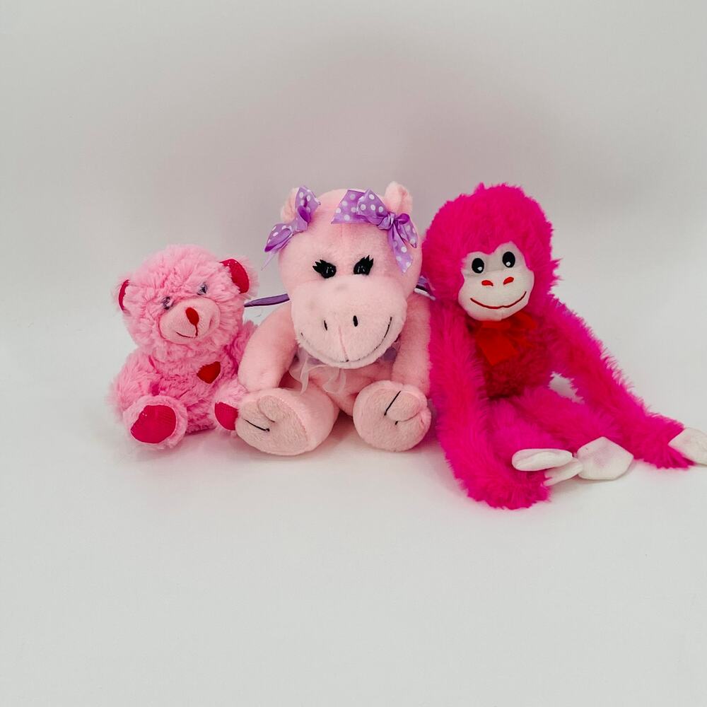 Pink Hippo Purse and small Plushies